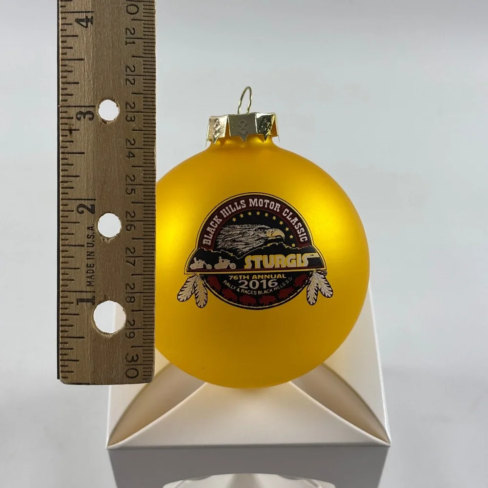 Sturgis 2016 Black Hills Motor Classic Yellow Eagle Ball Ornament 76th Annual